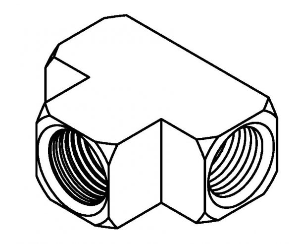 3 Way TubeTee -  2  3/8 x 24NF   1/8 NPT